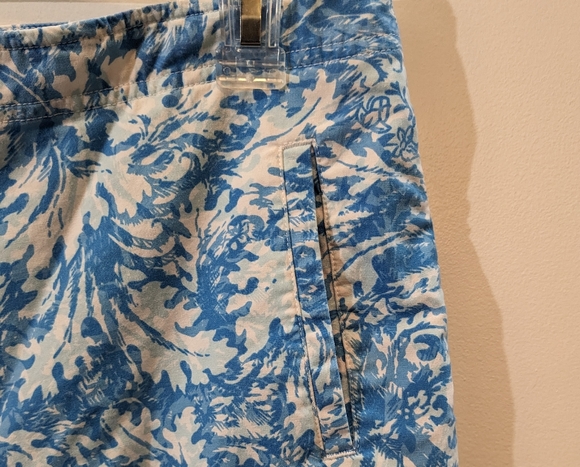 Talbots pant size 8 petite. All over blue print. Flat front Capri bottoms. - Picture 3 of 6